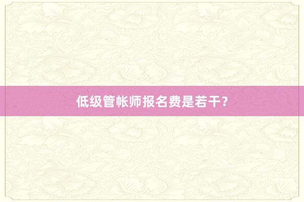 低级管帐师报名费是若干？