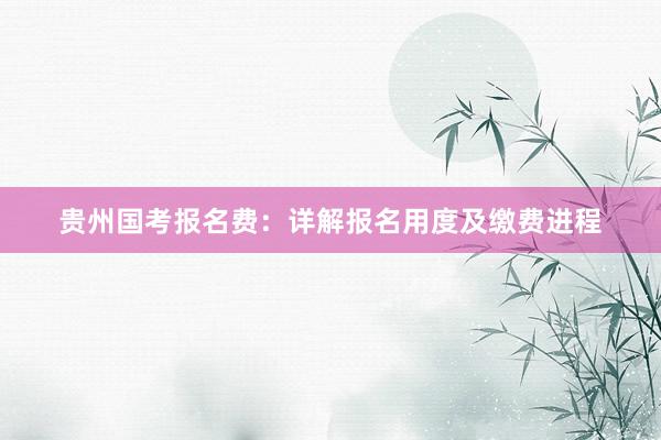 贵州国考报名费：详解报名用度及缴费进程