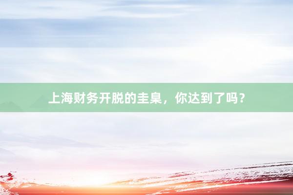 上海财务开脱的圭臬，你达到了吗？
